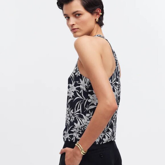 Madewell Crisscross-Back Sleeveless Top in Floral Cupro-Blend 4 - Picture 3 of 15